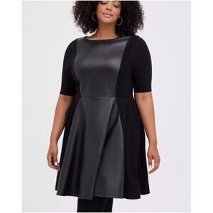 Torrid - Skater Dress - Luxe Ponte Coated Black - 2